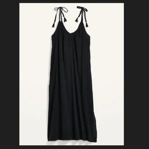 Sleevelss Tie Shoulder All Day Maxi Swing Dress Old Navy Black Jack XL 18 NWT